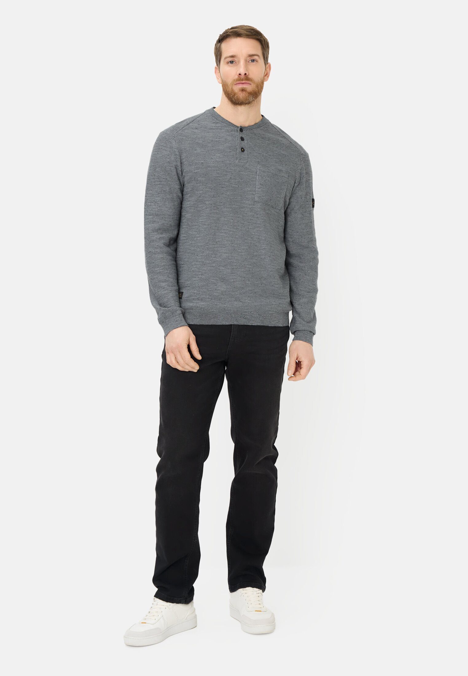 camel active Henleyshirt mit Henley Kragen Langarm