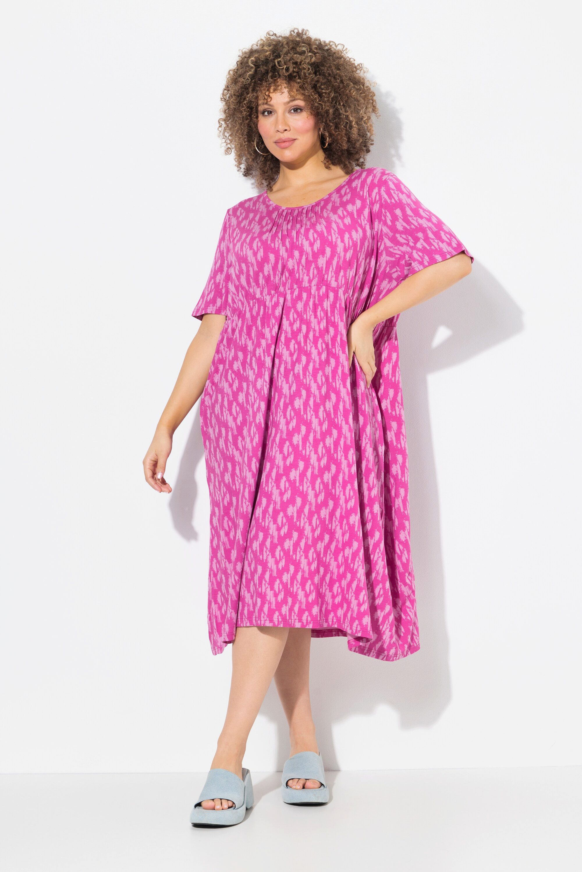 Ulla Popken Jerseykleid Jersey-Midikleid Tupfen Biesen günstig online kaufen