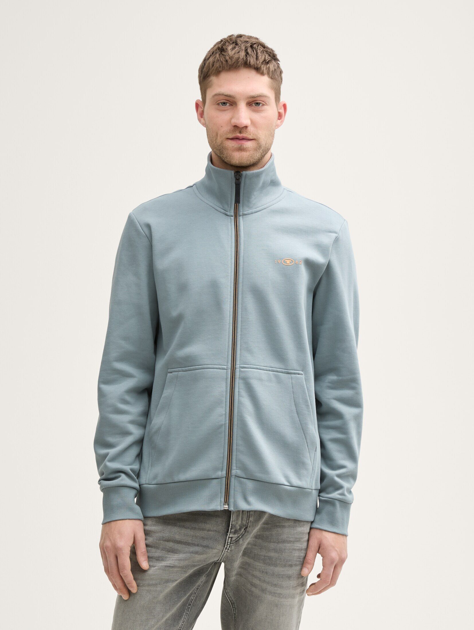 Tom Tailor Herren Sweatjacke PRINTED STAND-UP - Regular Fit günstig online kaufen