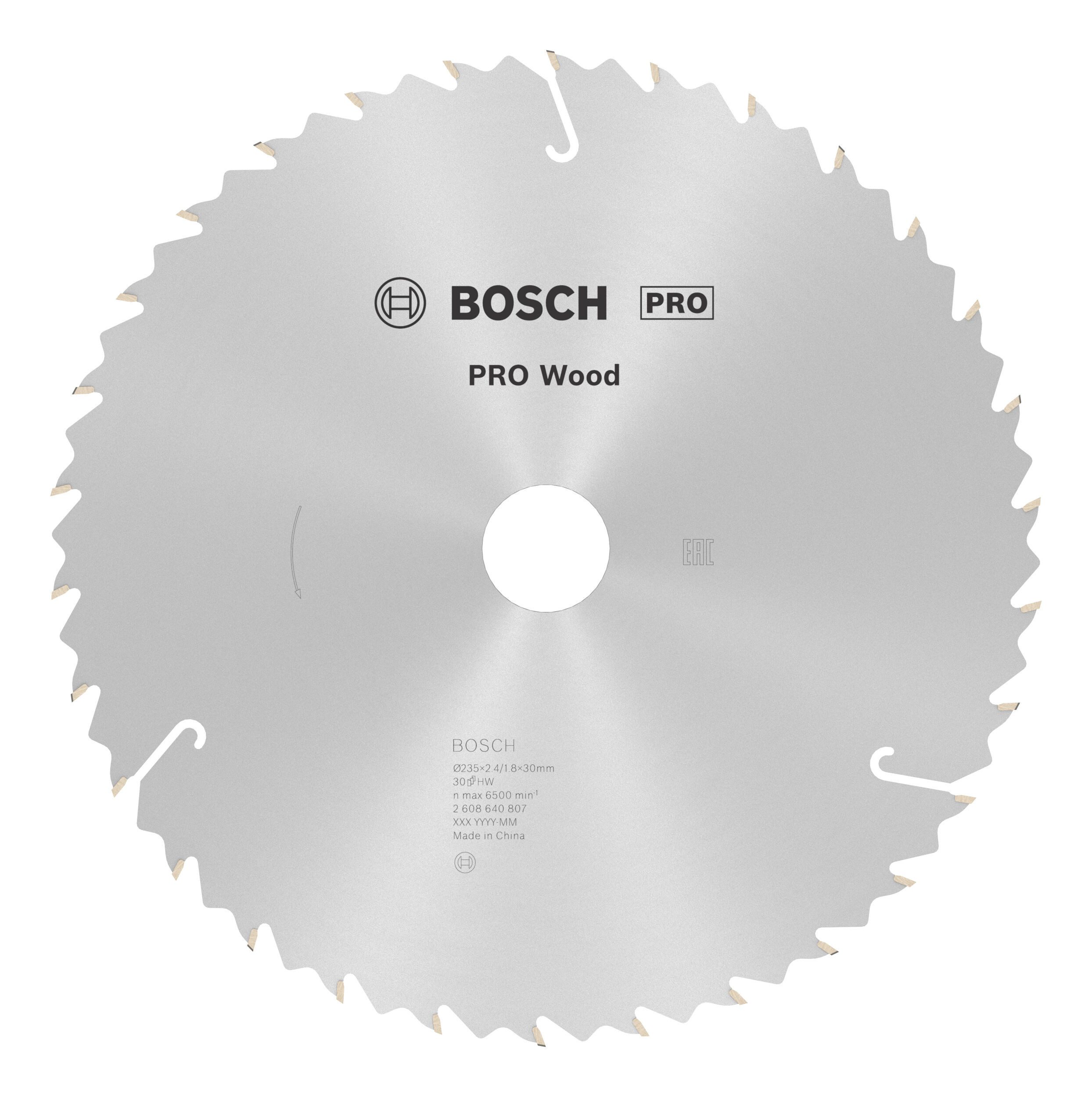 BOSCH Kreissägeblatt Pro Wood cordless, Wood cordless Kreissägeblatt, 235 x 2,4 x 30 mm, 30 Zähne, f. Akku