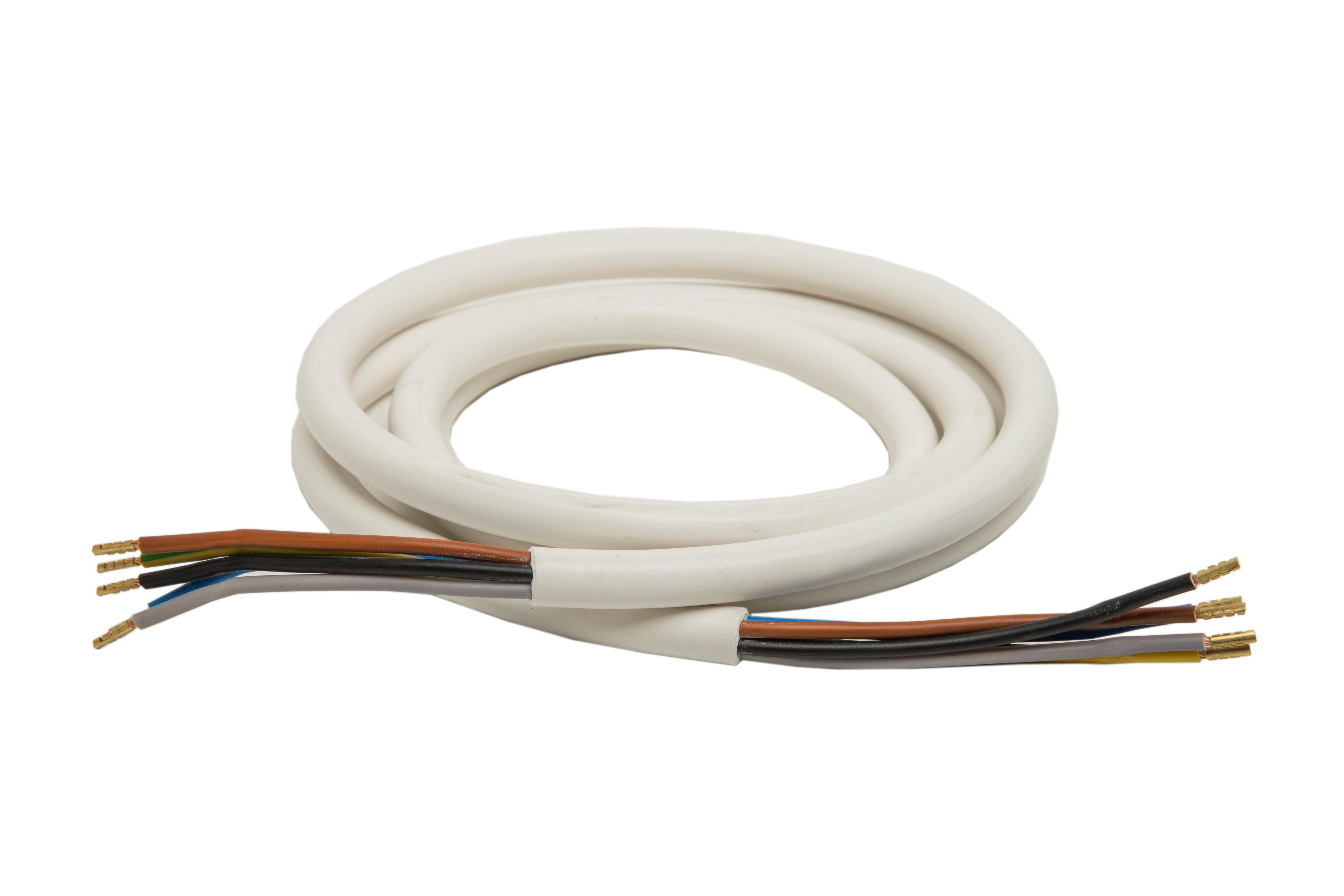 2,0m mm² weiß H05VV-F 5G 2,5 Elektro-Kabel, (200 cm) Herdanschlussleitung