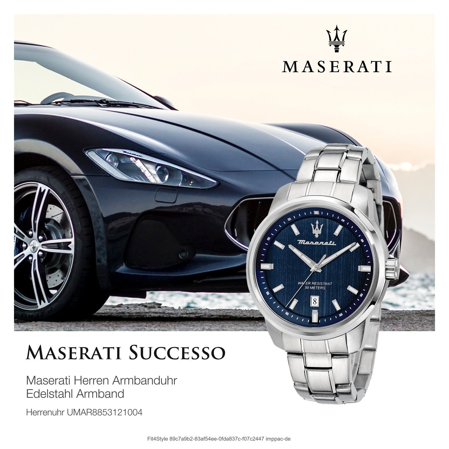 Quarzuhr Herrenuhr rund, MASERATI 52x44mm) Edelstahlarmband, SUCCESSO, Italy Herrenuhr Made-In Maserati (ca. groß