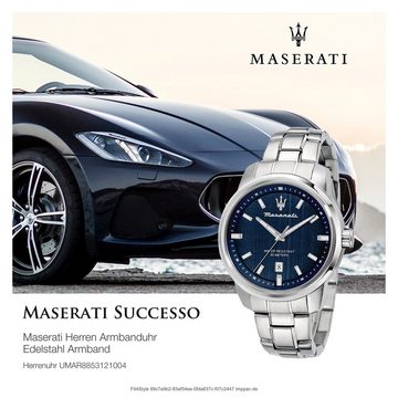 MASERATI Quarzuhr Maserati Herrenuhr SUCCESSO, Herrenuhr rund, groß (ca. 52x44mm) Edelstahlarmband, Made-In Italy