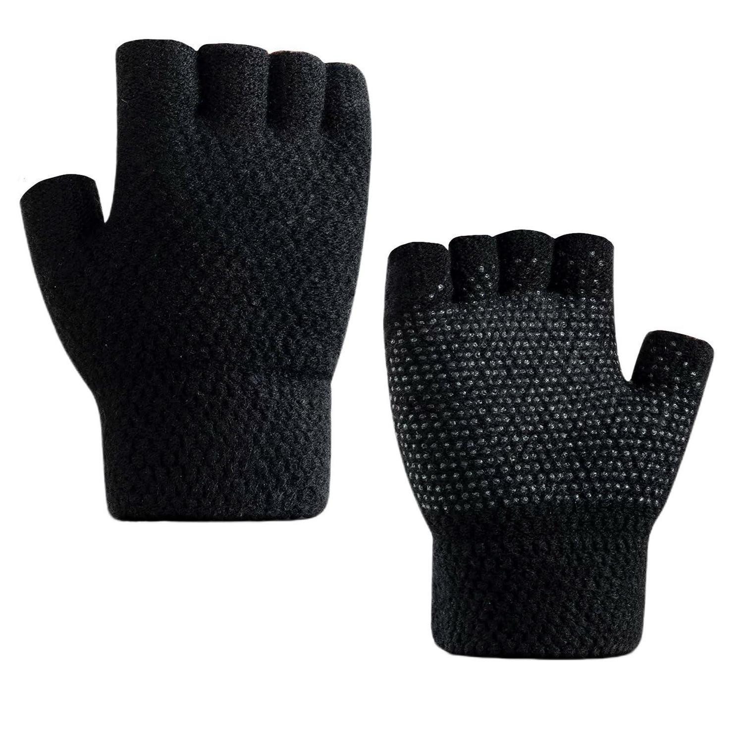 LuxusKollektion Strickhandschuhe Fingerlose Handschuhe Herren Damen Schwarz Touchscreen (1-St)