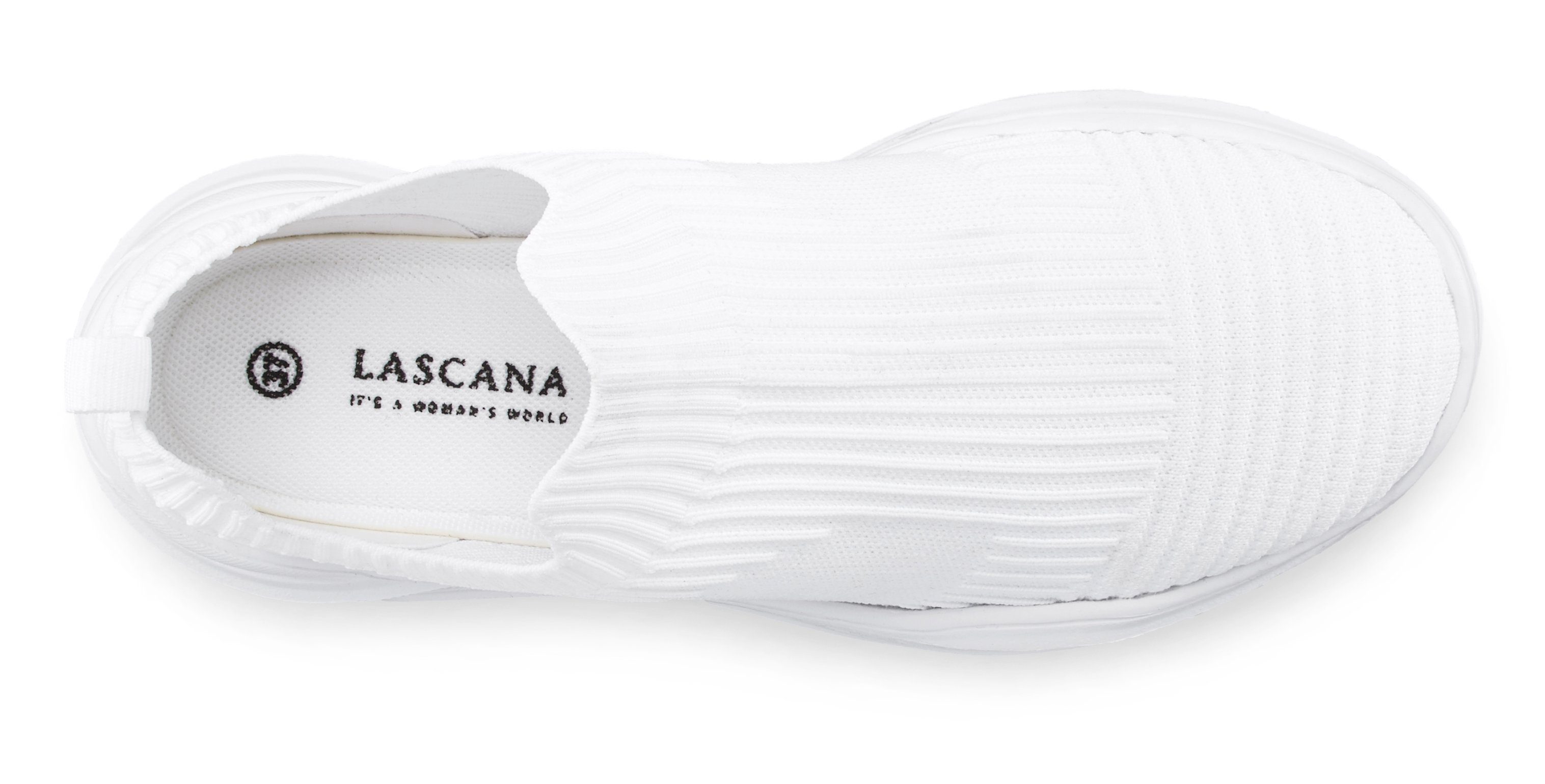 LASCANA Slip-On-Sneaker, Sneaker Halbschuh, Slipper, Freizeitschuh zum Reinschlüpfen VEGAN