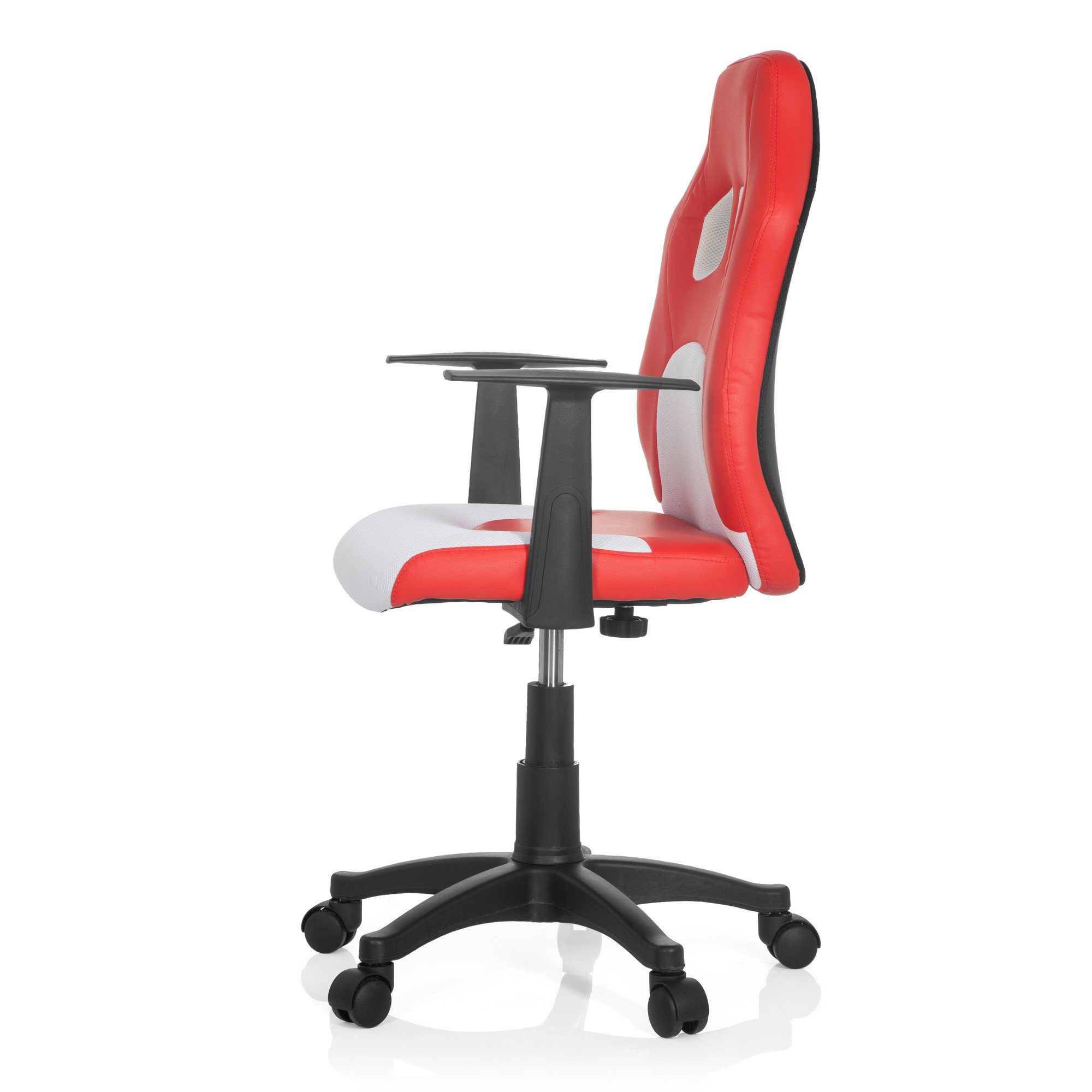 GAME Drehstuhl OFFICE hjh TEEN Kinderdrehstuhl AL Kunstleder, ergonomisch Weiß Rot /