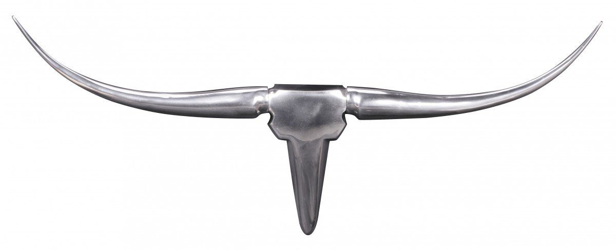 Wohnling Wanddekoobjekt WL1.246 Bull Geweih S Wanddekoration 74cm breit Alu Aluminium silber (Deko Hirschgeweih Aluminium 74 cm Silber modern), Wanddeko Metall Design Hirschkopf Geweih Wand groß