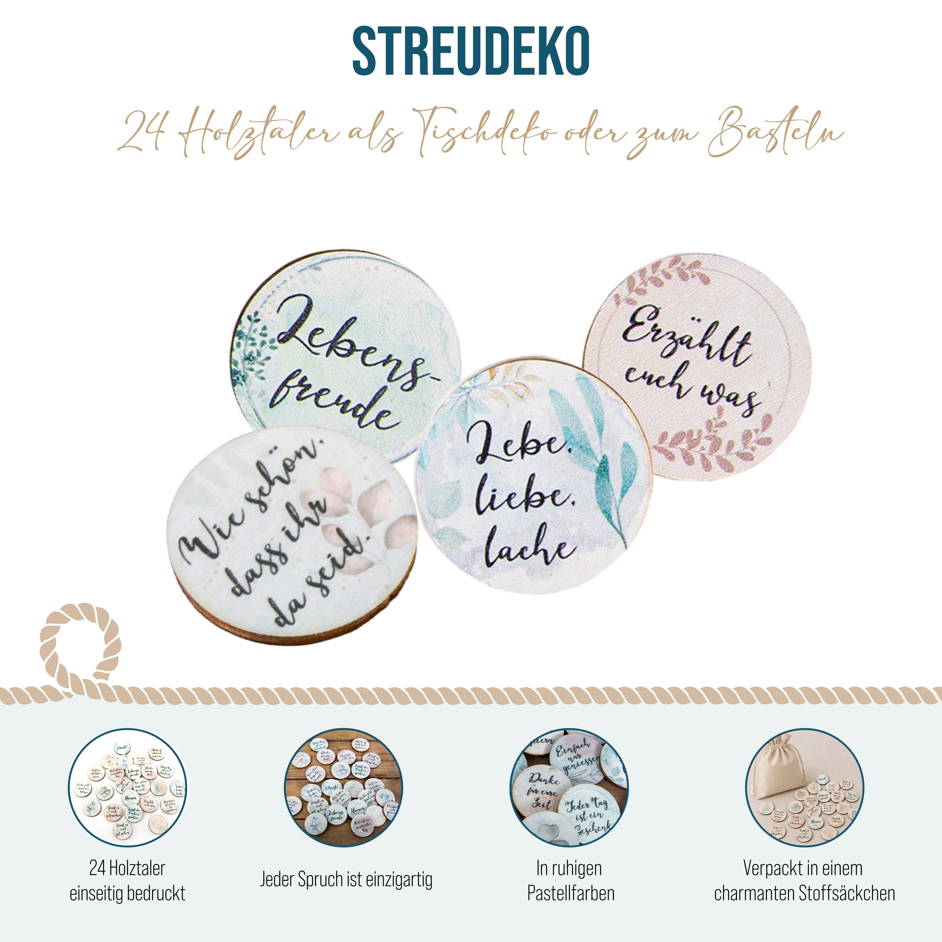 Logbuch-Verlag Dekofigur 24 Glückssteine aus Holz - Pastell Hygge Ø 4 cm