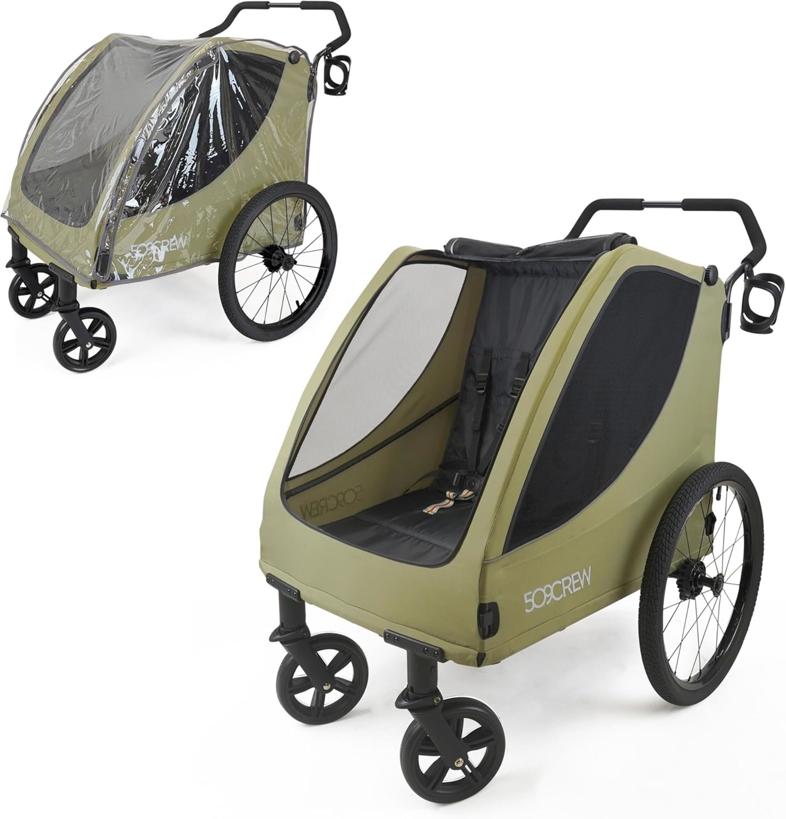509_Crew Bollerwagen Kinder Trekker II für 2 Kinder robust, Doppelkinderwagen, klappbar, bis 50 kg belastbar