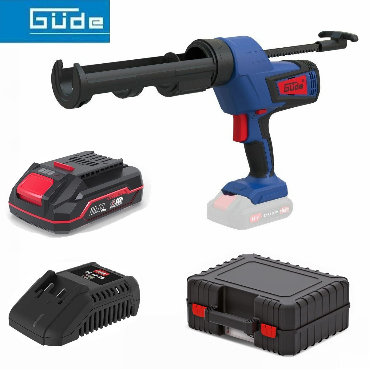Güde Akku-Kartuschenpistole Akku Kartuschenpresse 18V +Akku / Ladegerät. Koffer Kartuschenpistole