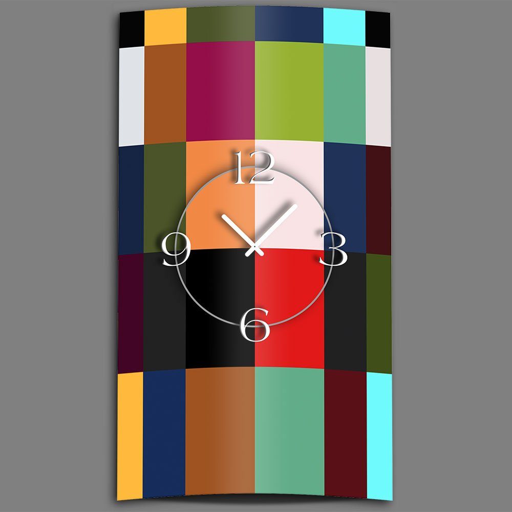 dixtime Wanduhr Color Blocking Designer Wanduhr modernes Wanduhren Design leise kein (Einzigartige 3D-Optik aus 4mm Alu-Dibond)