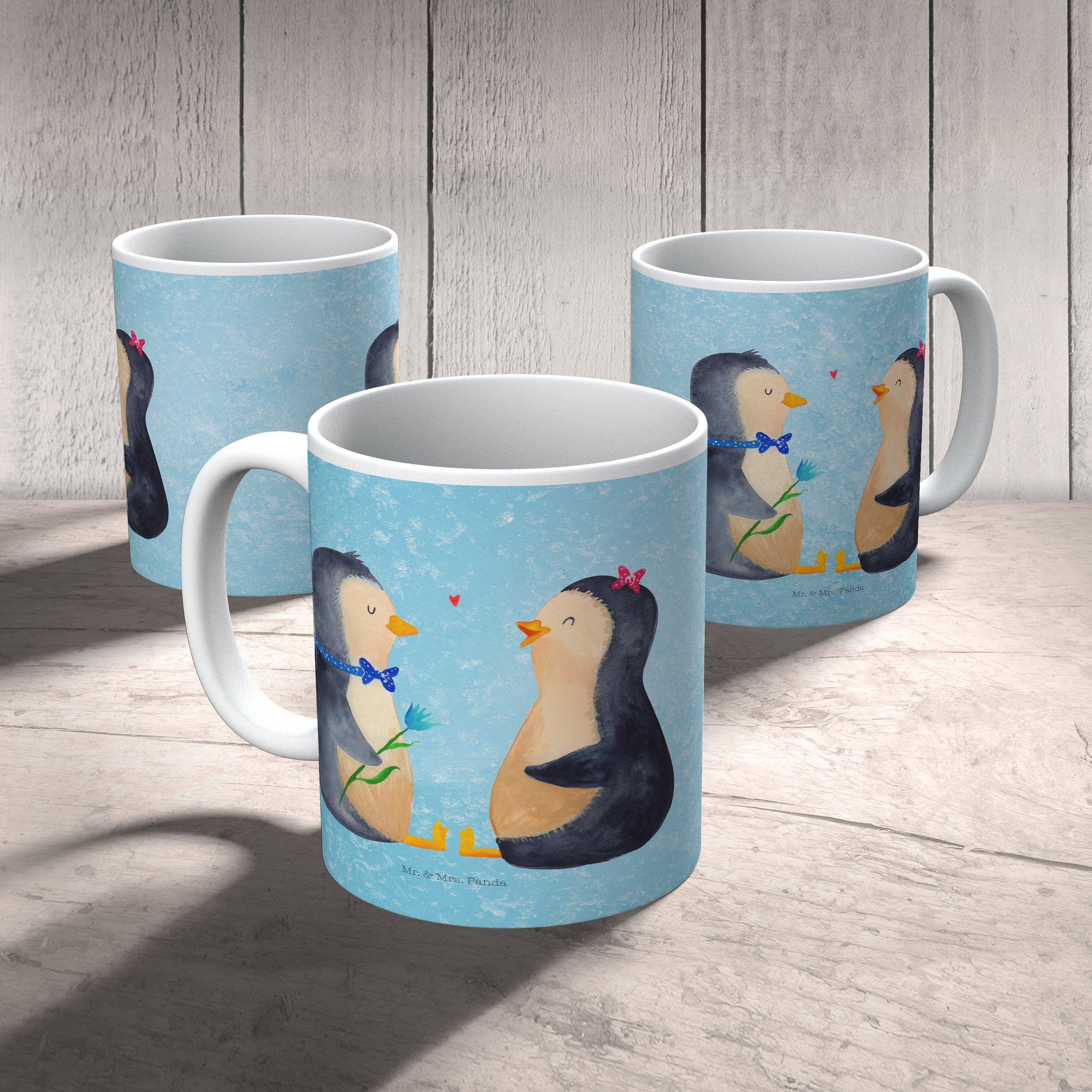 Mr. & Mrs. Panda Tasse Tasse, Keramik Pärchen - Eisblau Sprüche, - Pinguin Geschenk, Geschenk Tasse