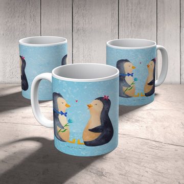 Mr. & Mrs. Panda Tasse Pinguin Pärchen - Eisblau - Geschenk, Geschenk Tasse, Tasse Sprüche, Keramik, Langlebige Designs