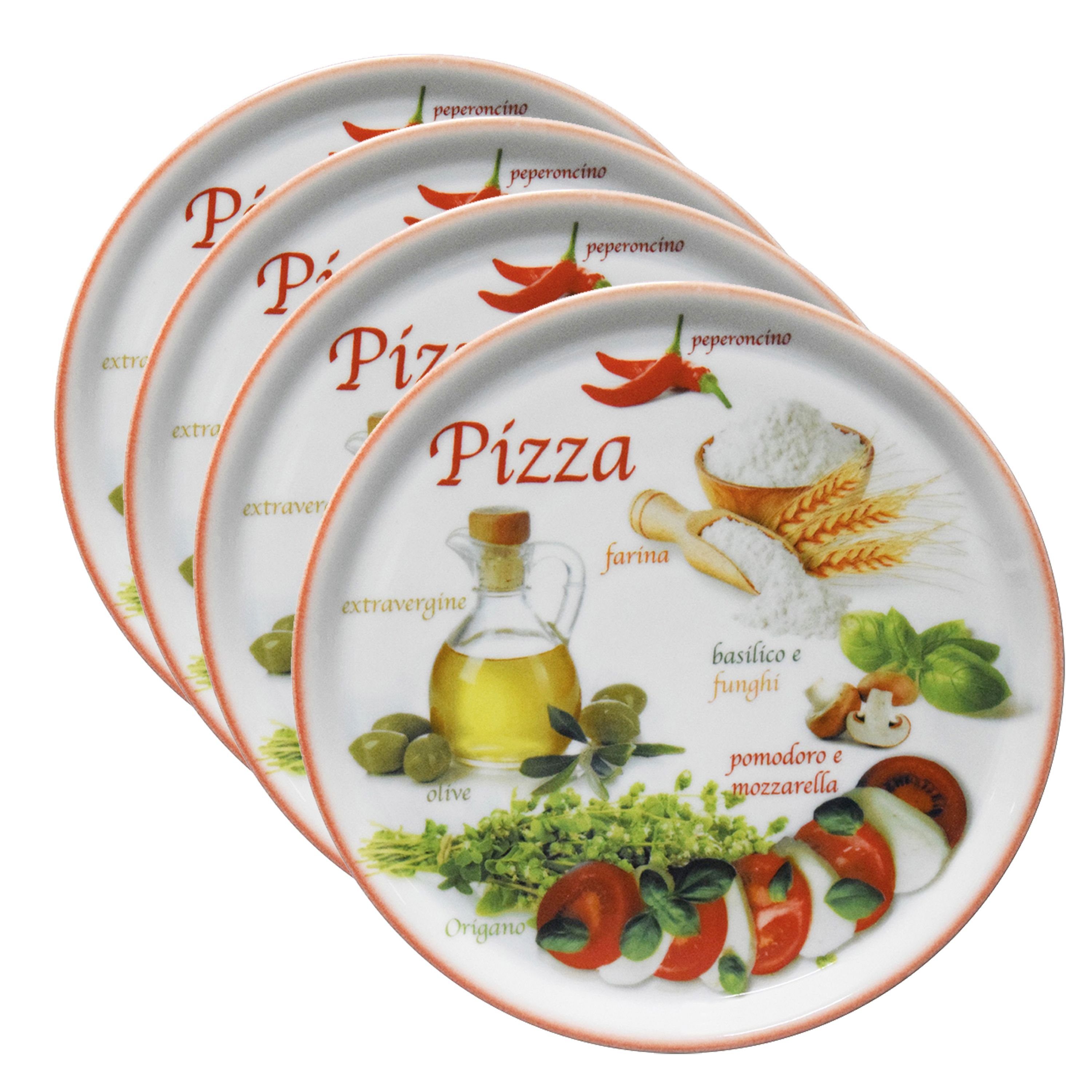 Pizzateller 4er Set Pizzateller Napoli Pizzafoods rot 31cm - 04019#ZP2