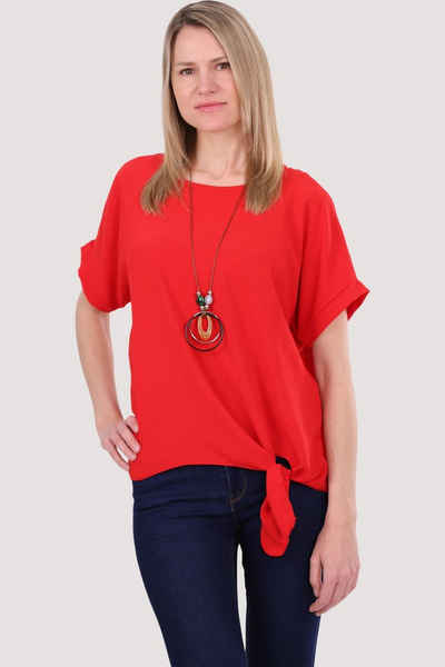 malito more than fashion Blusenshirt 10508 mit Bindeknoten und Kette Einheitsgröße