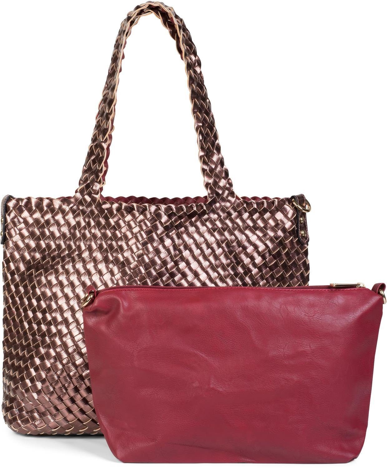 styleBREAKER Schultertasche Große XXL Wendetasche geflochten günstig online kaufen