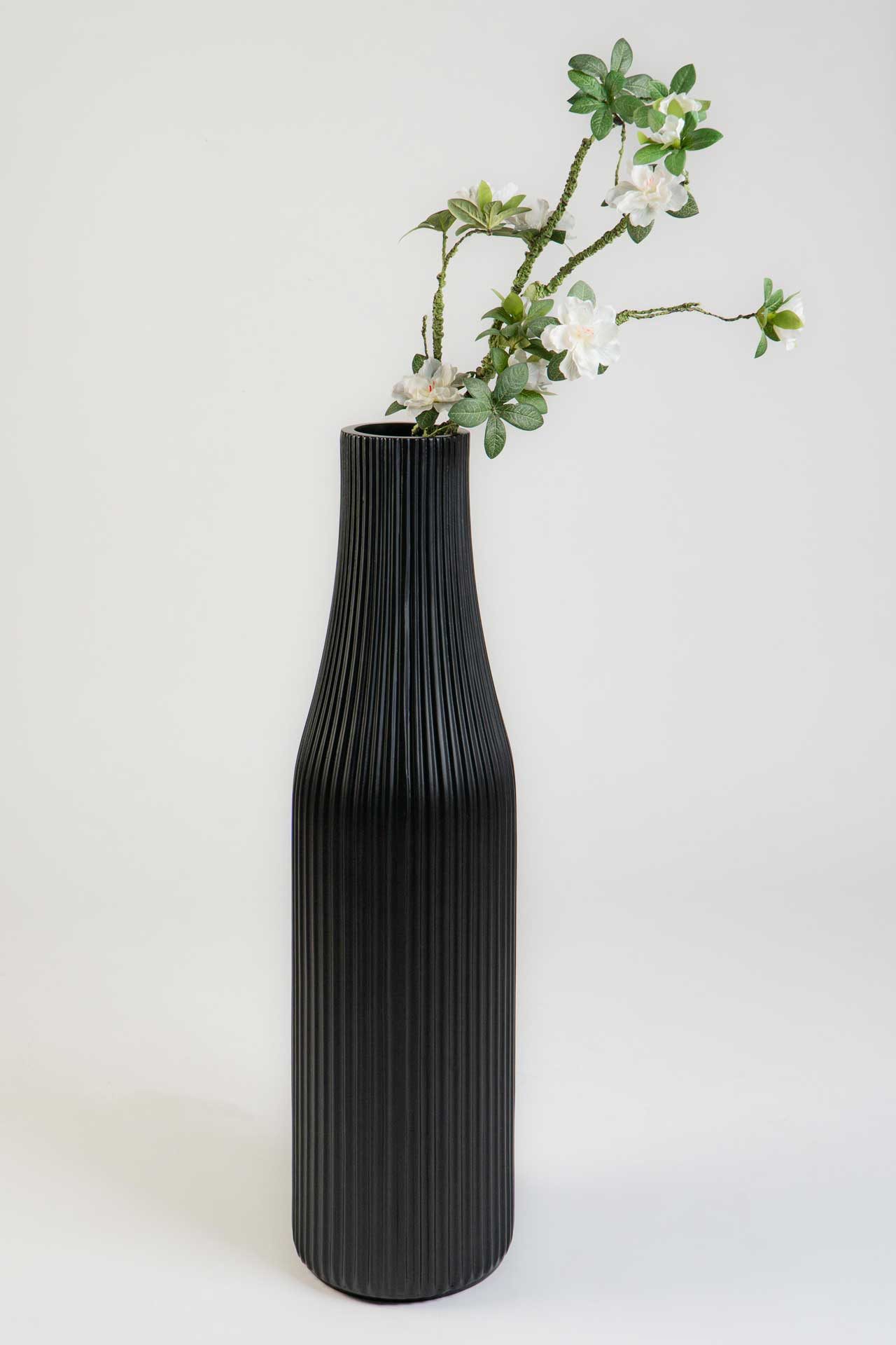 VIVANNO Bodenvase Fiberglas VERTIGO Säule - Skandischwarz Matt Mit Muster (1 St), 20x80 cm