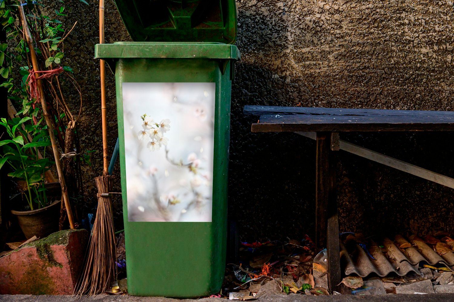 MuchoWow Wandsticker Sakura - Abstrakt Mülltonne, Container, Mülleimer-aufkleber, St), Abfalbehälter - (1 Sticker, Farben