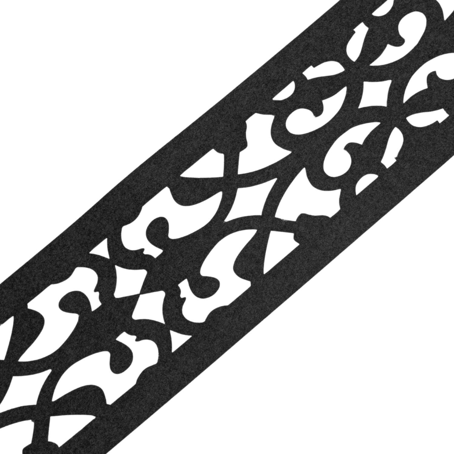 Thumbnail - zaunzu Sichtschutzstreifen Design Vlies Dekor Orient Einzelstreifen Schwarzgrau 2,55m, (1x Einzelstreifen, Lasermuster f...
