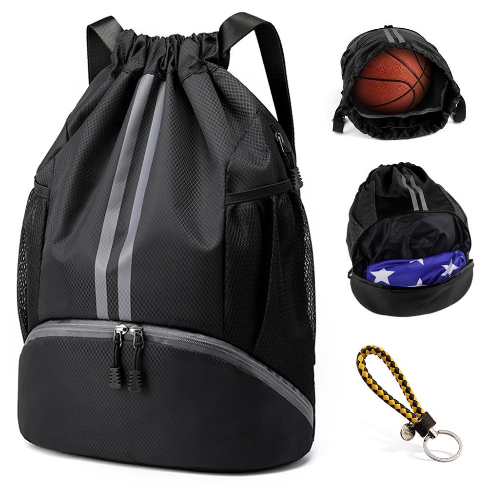 MOPUEA Turnbeutel Turnbeutel Fußballtasche Rucksack mit Tunnelzug Turntasche Sporttasche (Verstellbar Kordelzug Gymsack Wasserfest Sporttasche, 1-tlg., Große Kapazität für Herren Damen Kinder Jugend)