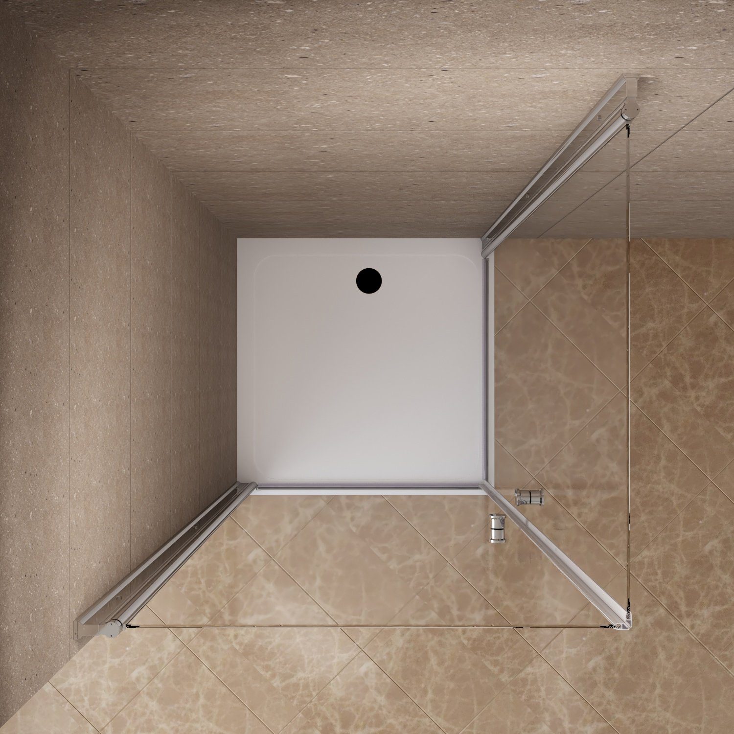 AQUABATOS Eckdusche Duschkabine Eckeinstieg Duschabtrennung Dusche Pendeltür Schwingtür, BxT: 70x70 cm, 6 mm Einscheibensicherheitsglas, mit Nano Beschichtung,m – Bild 4 von 5