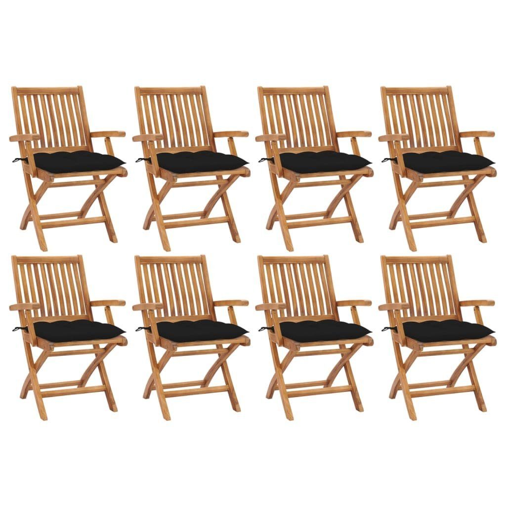 vidaXL Gartenstuhl Klappstühle mit Kissen, 8-teilig, Massivholz holz (1 St), Klappstühle mit Kissen, 8-teilig, Massivholz Teakholz