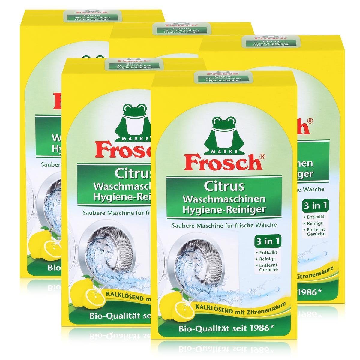 FROSCH Frosch Citrus Waschmaschinen Hygiene-Reiniger P Kalklösend 250g - Spezialwaschmittel (5er