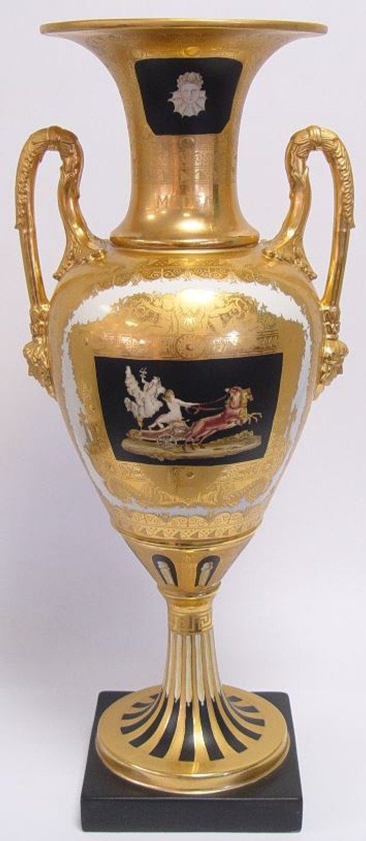 Casa Padrino Dekoobjekt Barock Porzellan Vase mit 2 Griffen H. 61 cm - Limited Edition