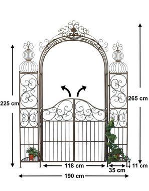 DanDiBo Rosenbogen Rosenbogen mit Tor Pforte aus Metall Schmiedeeisen Rankhilfe Antik