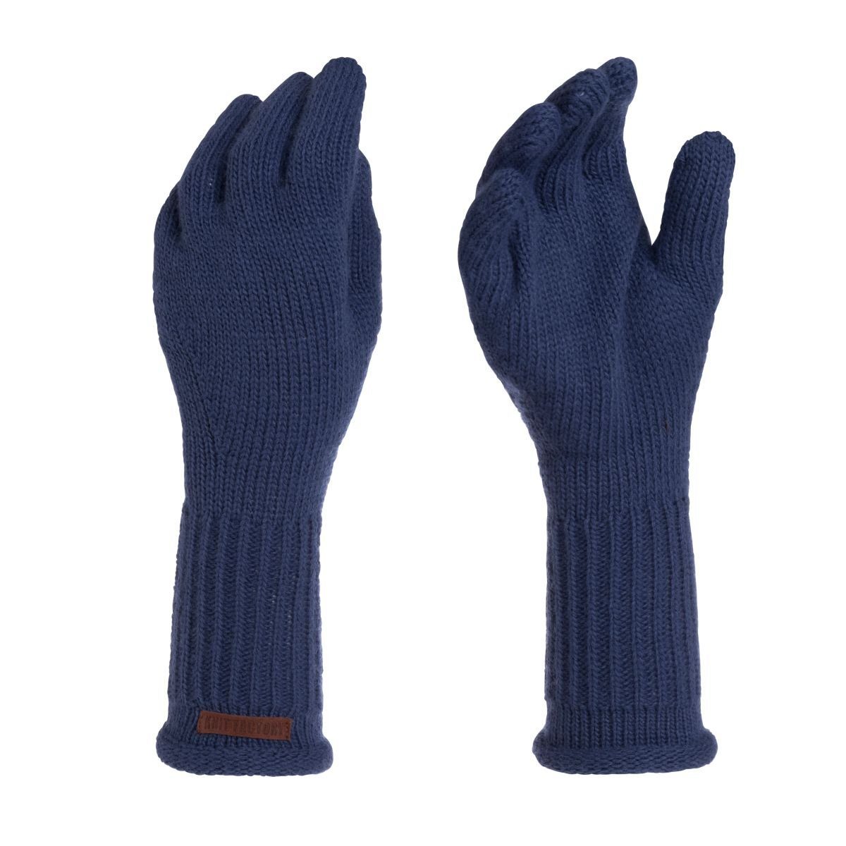 Glatt Handstulpen Dunkelblau ihne One Knit Factory Handschuhe Finger Lana Size Handschuhe Strickhandschuhe Handschuhe