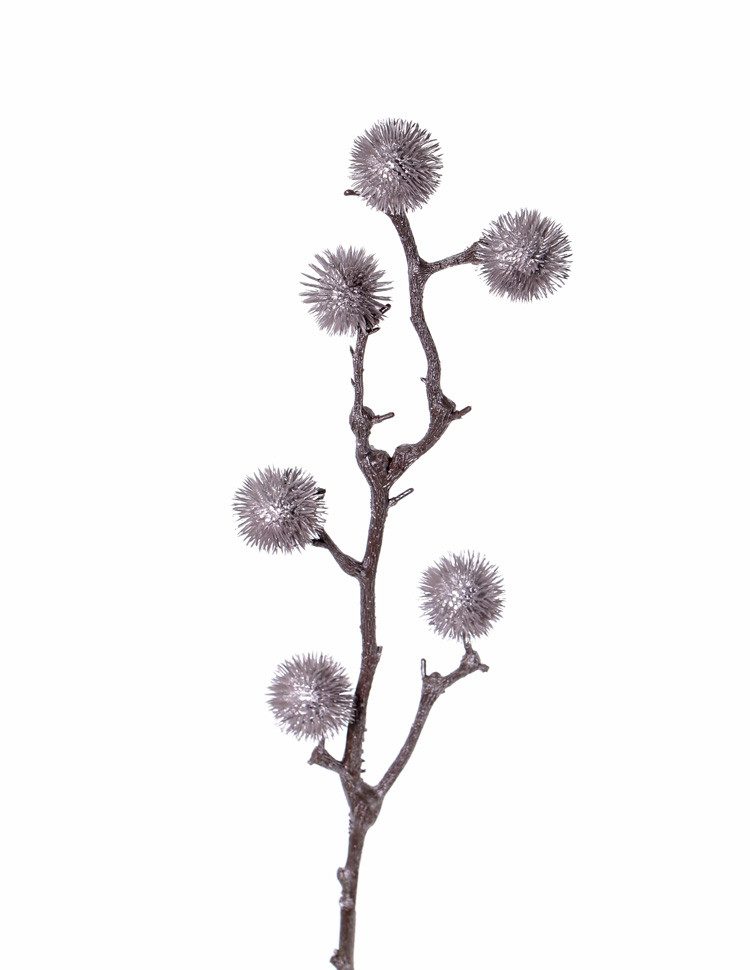 Kunstzweig Kunst Edeldistel Zweig Robby, Silber, 80cm, Ø4cm Distel (Mannstreu), artplants