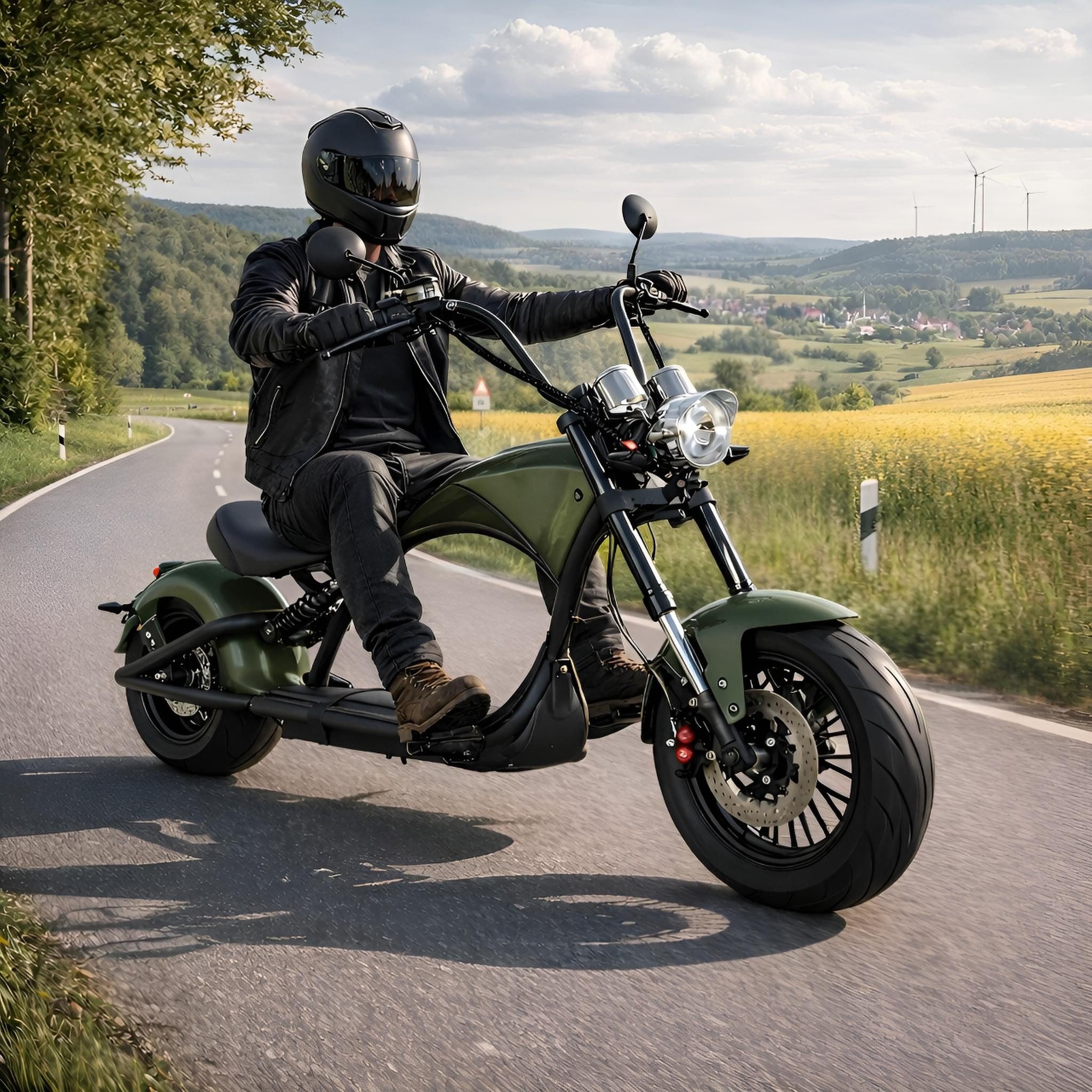 TZIpower E-Motorroller E-Chopper mit Straßenzulassung 2000W 60V 30AH 45km/h COC EEC, 2000 W, 45 km/h