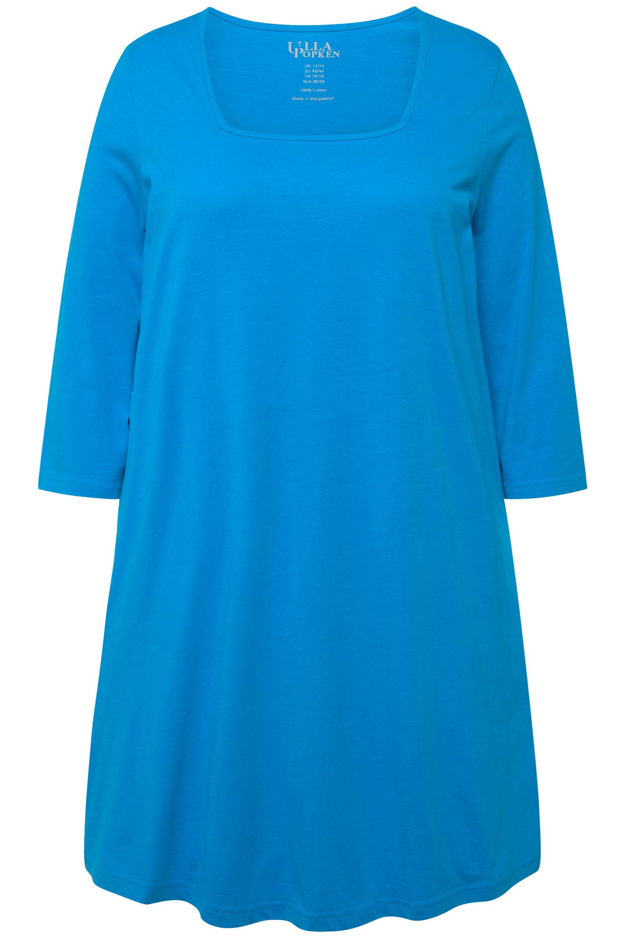 Ulla Popken Longshirt Longshirt A-Linie Carré-Ausschnitt günstig online kaufen