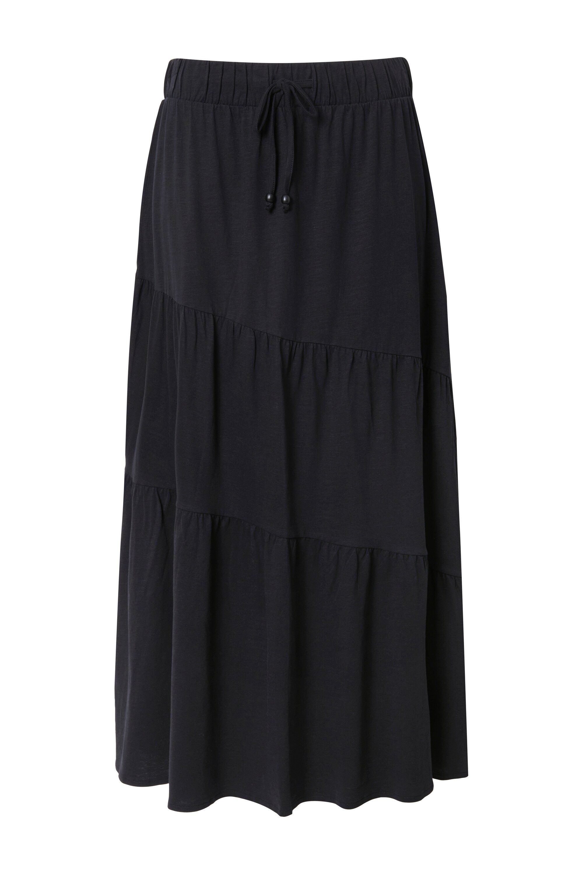 Ulla Popken Midirock Maxi-Jerseyrock Volantstufen A-Linie Elastikbund günstig online kaufen