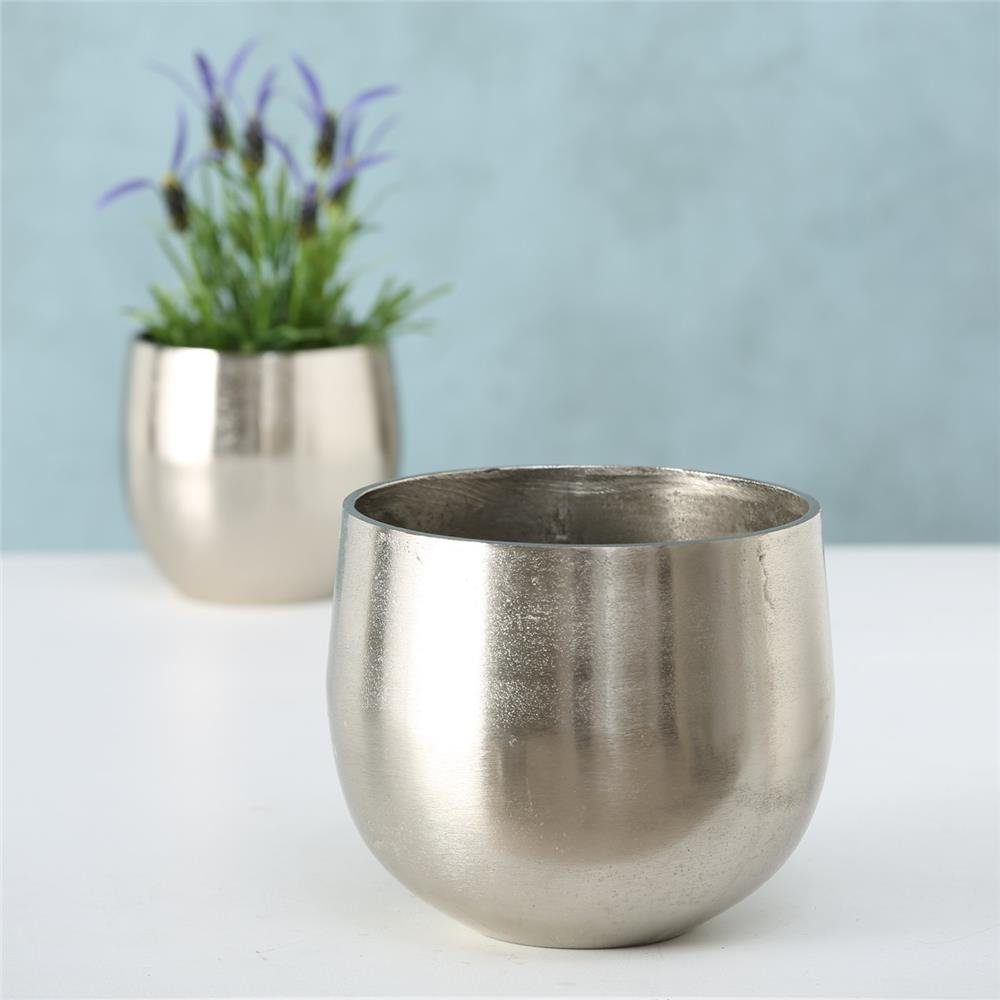 BOLTZE Blumentopf Flaire (2 St), Silber Pflanztopf Dekotopf aus Aluminium