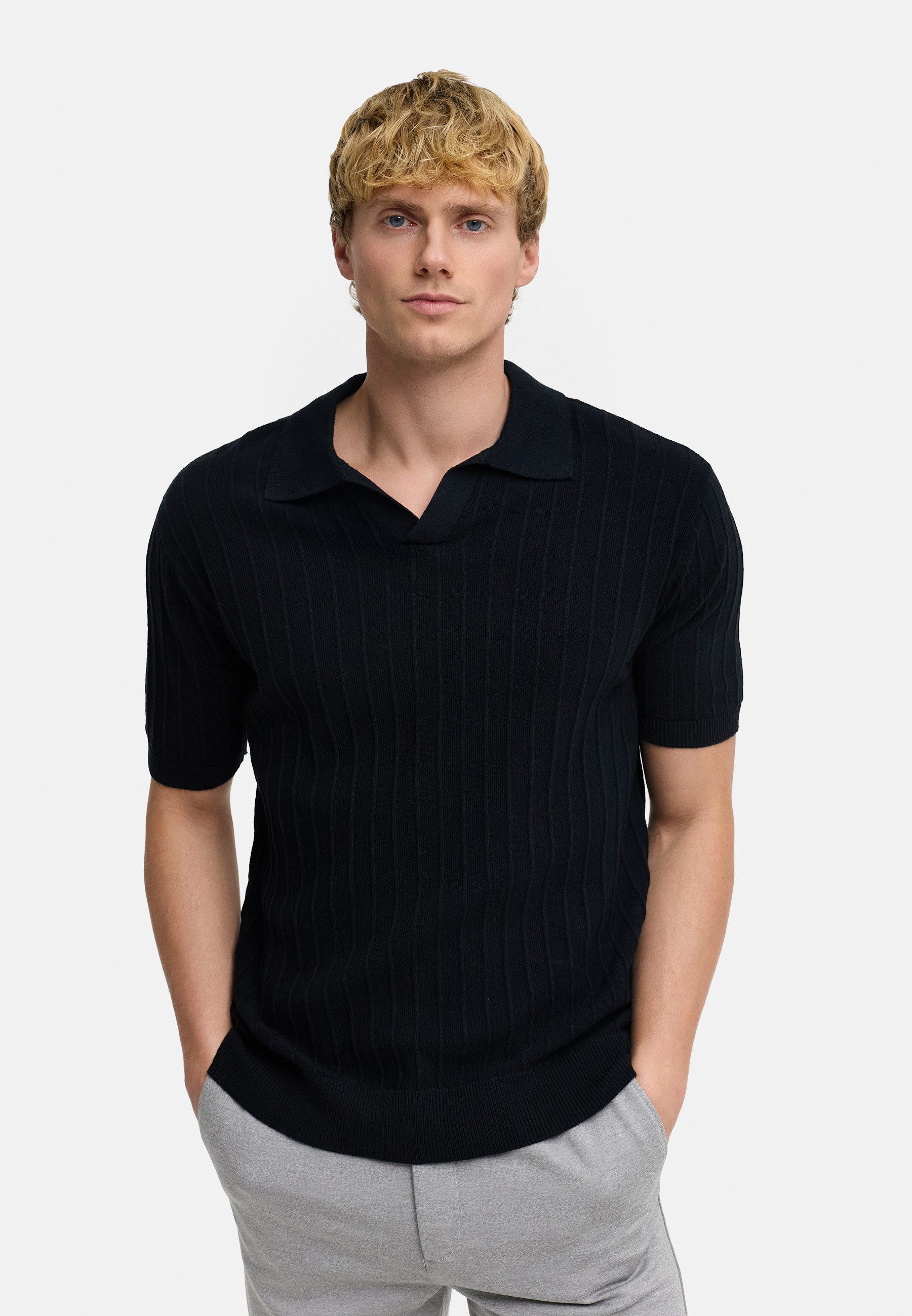 Kronstadt Poloshirt KSAlonzo aus leichtem Feinstrick mit kurzer Ärmellänge