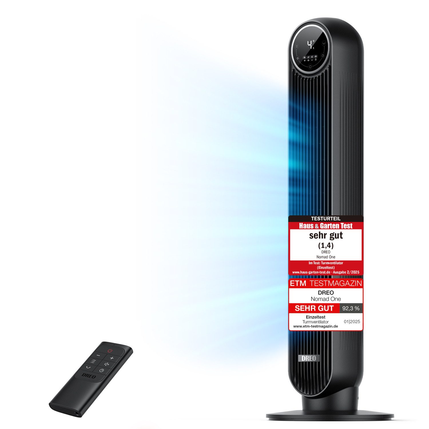 Dreo Turmventilator DOTF07, 90° Oszillation 95 cm Höhe 34 dB leise für Schlafzimmer