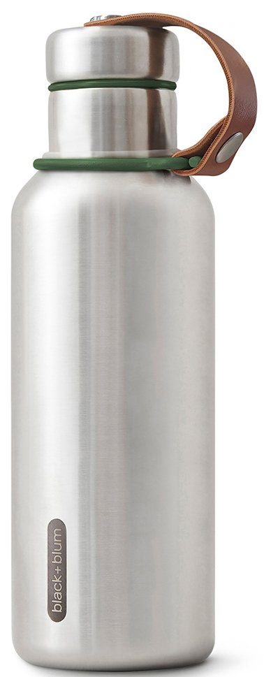 black+blum Isolierflasche 500 Bottle, aus ml Tragschlaufe grün Insulated Kunstleder, Edelstahl