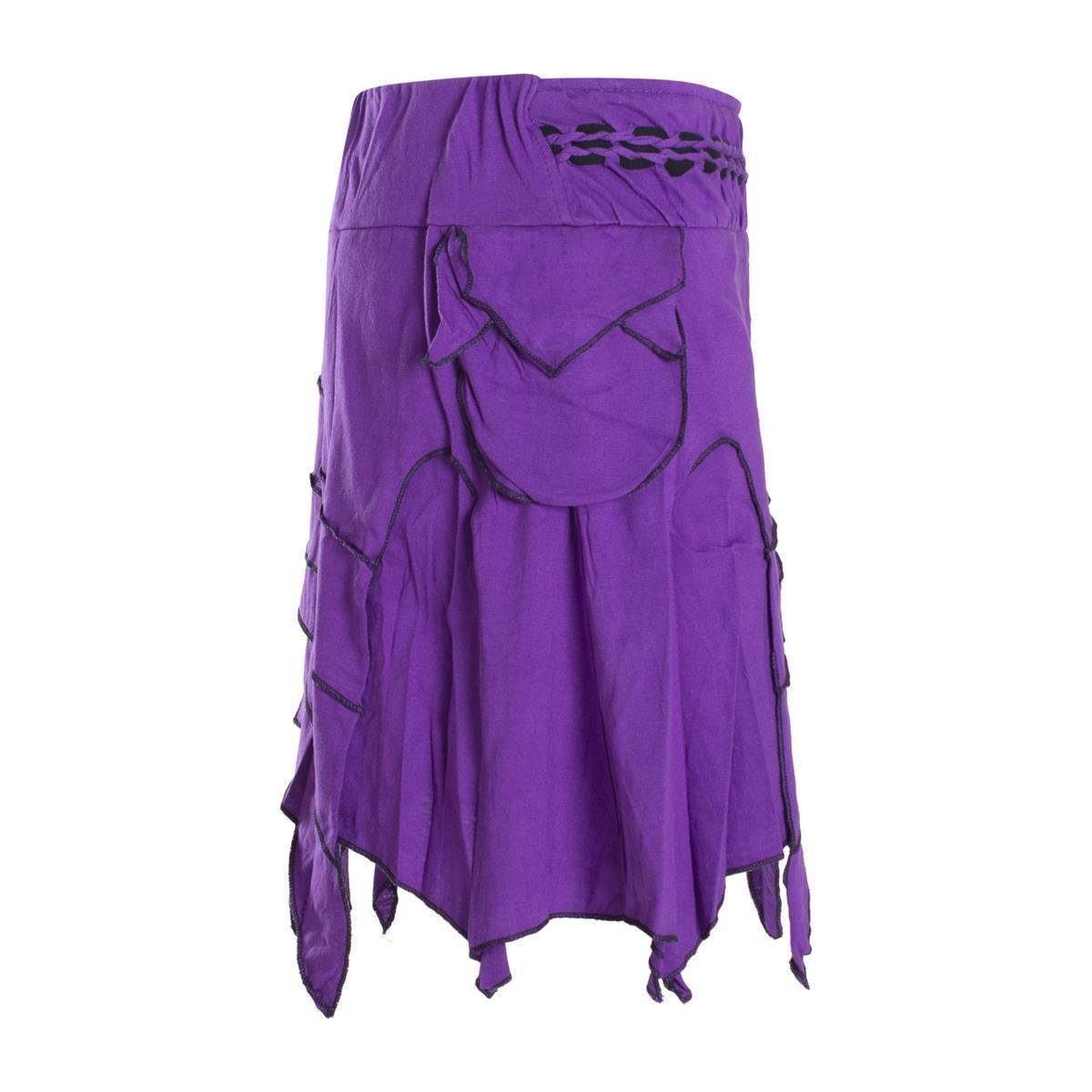 Vishes Zipfelrock Zipfelrock Elfenrock Patchwork Asymmetrisch Tasche Hippie, Ethno, Goa Style