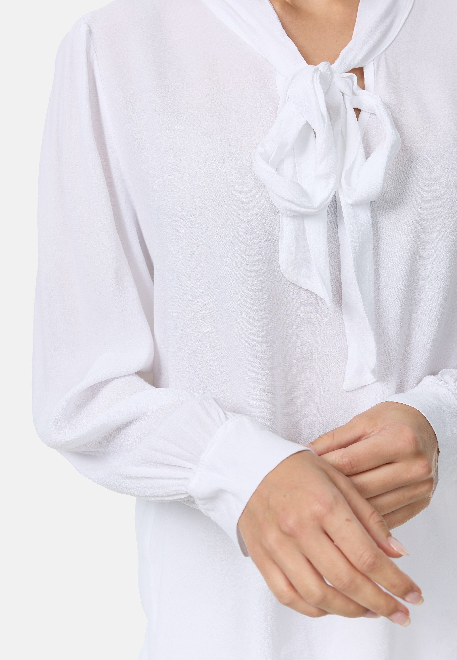 Rayshyne Crepebluse PM62 (Stilvolle Business Crepe Bluse mit Schleife) Perlmuttknöpfe