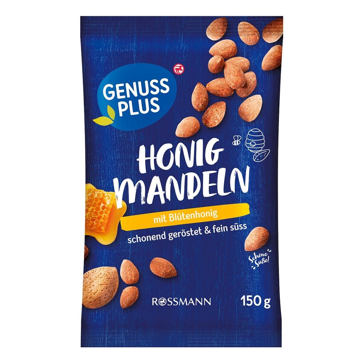 GENUSS PLUS Nüsse Honig-Mandeln, dragiert, 150 g, glutenfrei / laktosefrei*