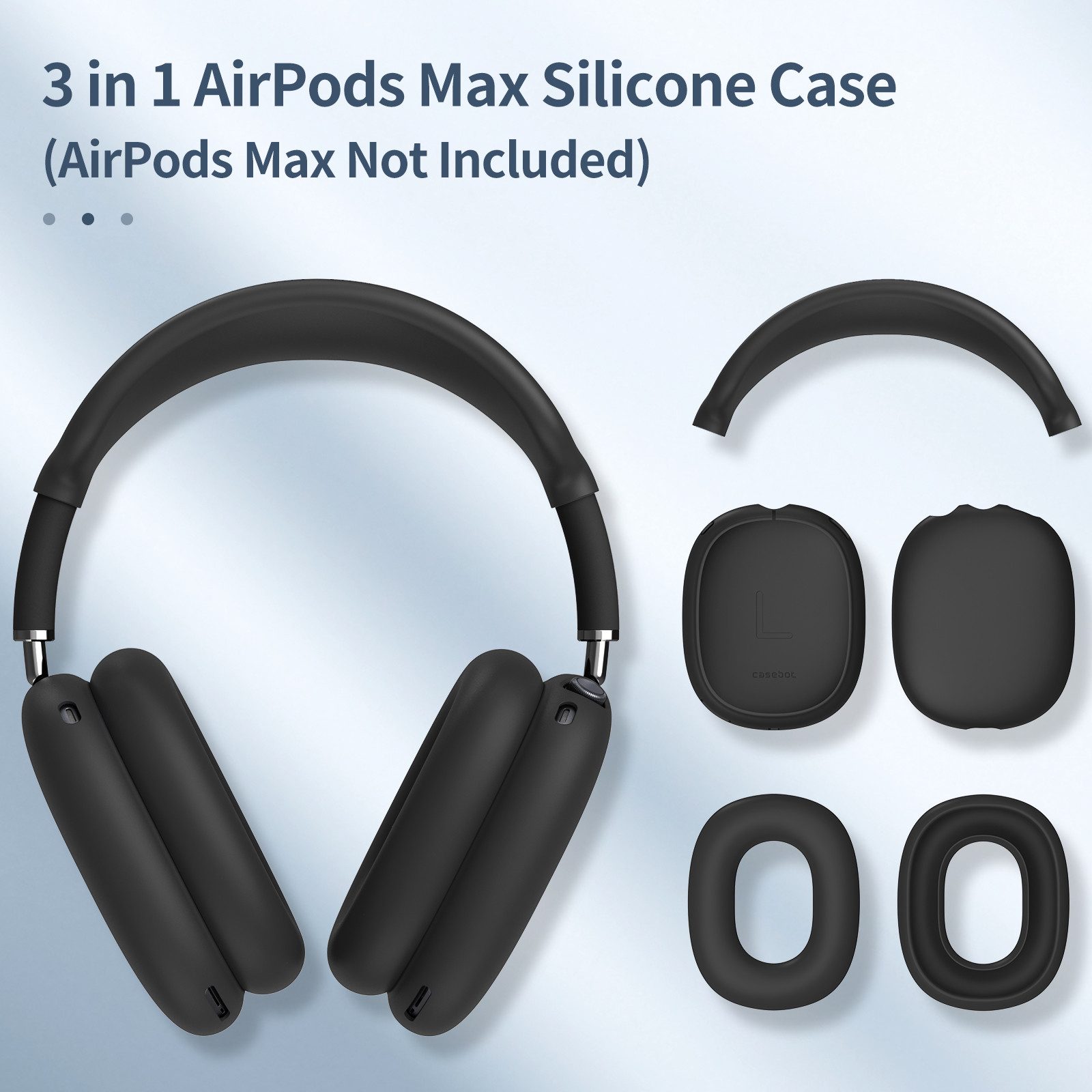 Fintie Kopfhörer-Schutzhülle 3-in-1 Silikonhülle für AirPods Max 2(2026) & AirPods Max 1(2020/2024), Weiche Kratzfeste Hüllen für Ohrpolster, Ohrmuscheln und Kopfbügel