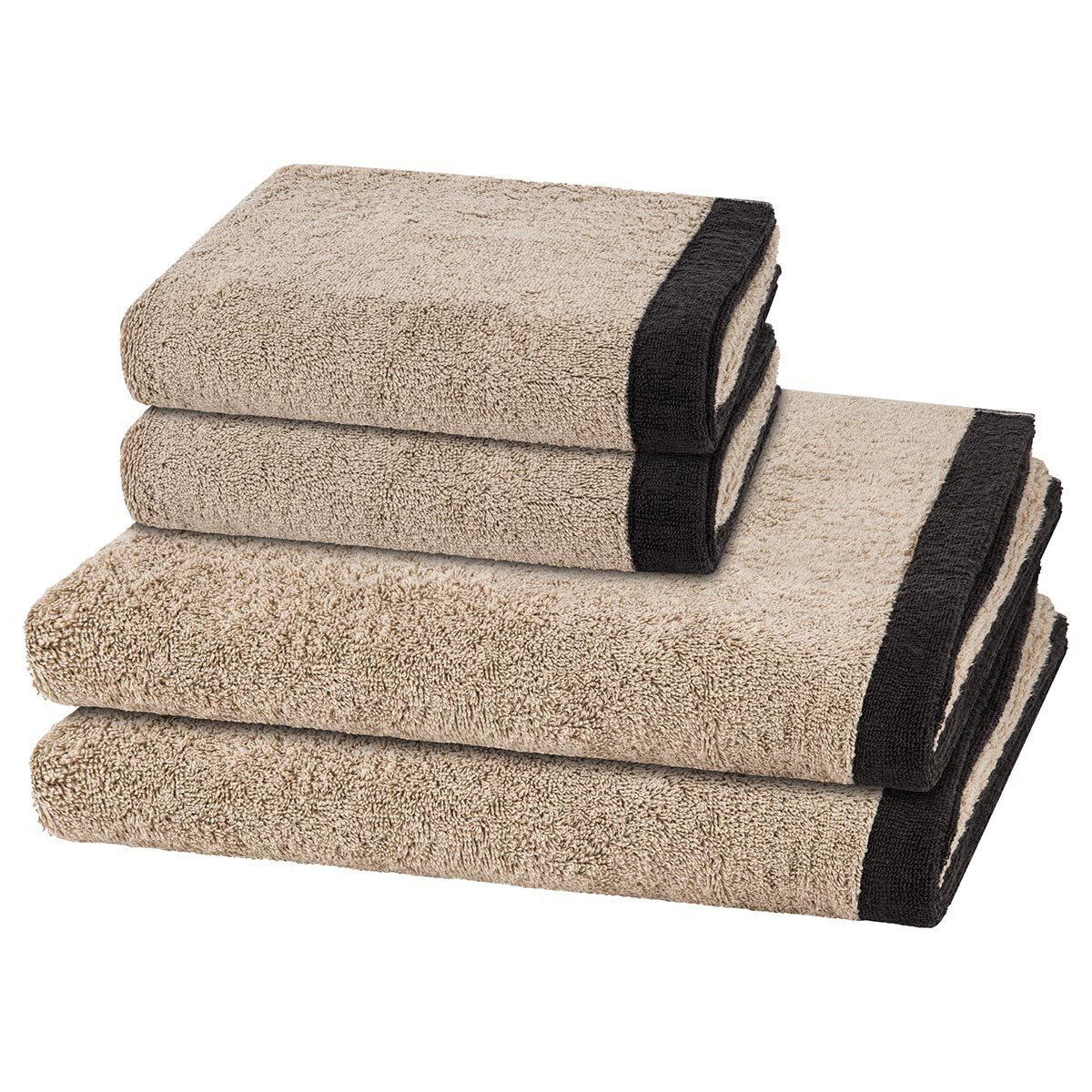 Cawö Handtuch Set Lifestyle Splash, Walkfrottee (Spar-Set, 4-St), 2 X Handtuch 2 X Duschtuch im Set - Baumwolle - Saugstark