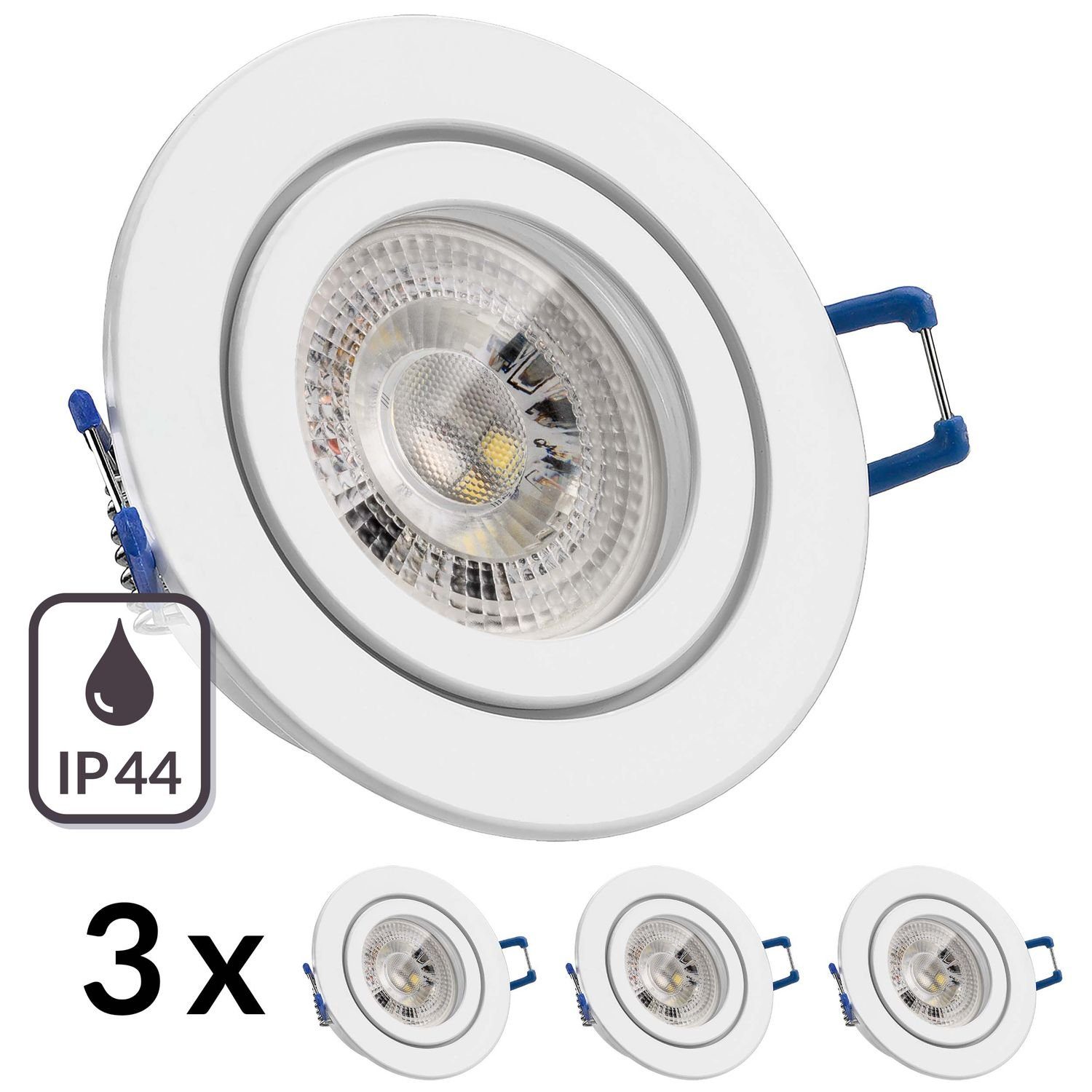 Einbaustrahler weiß RGB Einbaustrahler 3W LED mit von LED IP44 Set LEDAND LEDANDO in LED 3er GU10