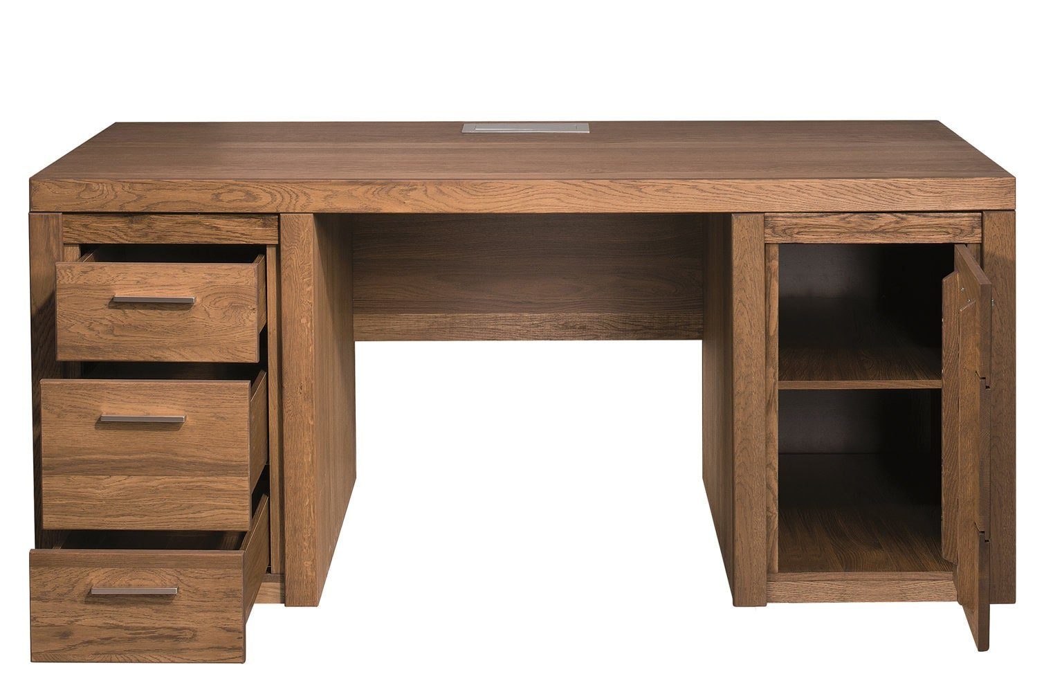 Massivholz Bürotisch), Vittorio mit rechteckig, Eiche aus Stauraum (Computertisch, viel Stylefy Schubladen, Massivholz, Rustikal Schreibtisch