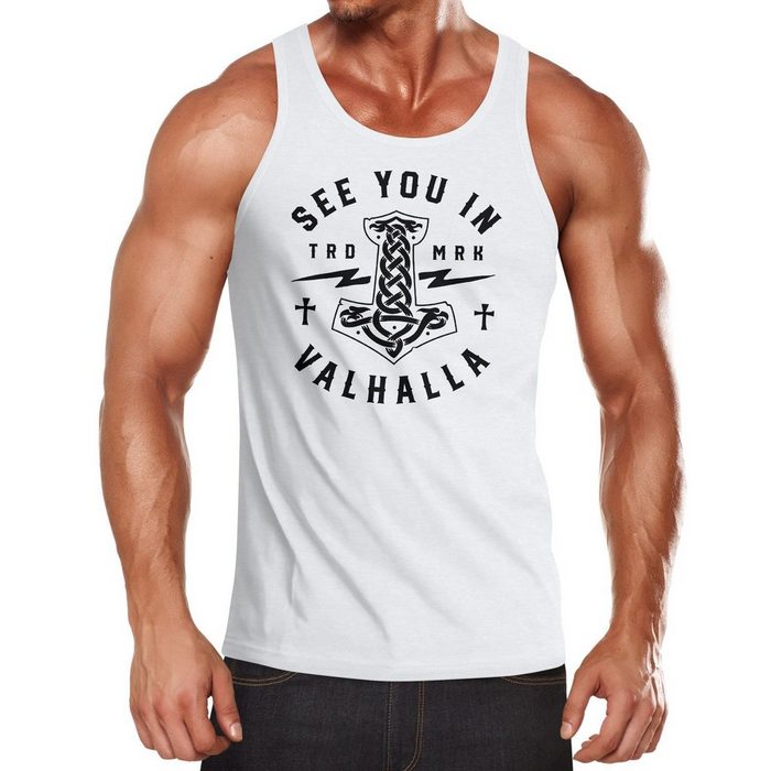 Neverless Tanktop Herren Tank-Top See you in Valhalla Valknut Mjölnir Thor Hammer Muskelshirt Muscle Shirt Neverless® mit Print