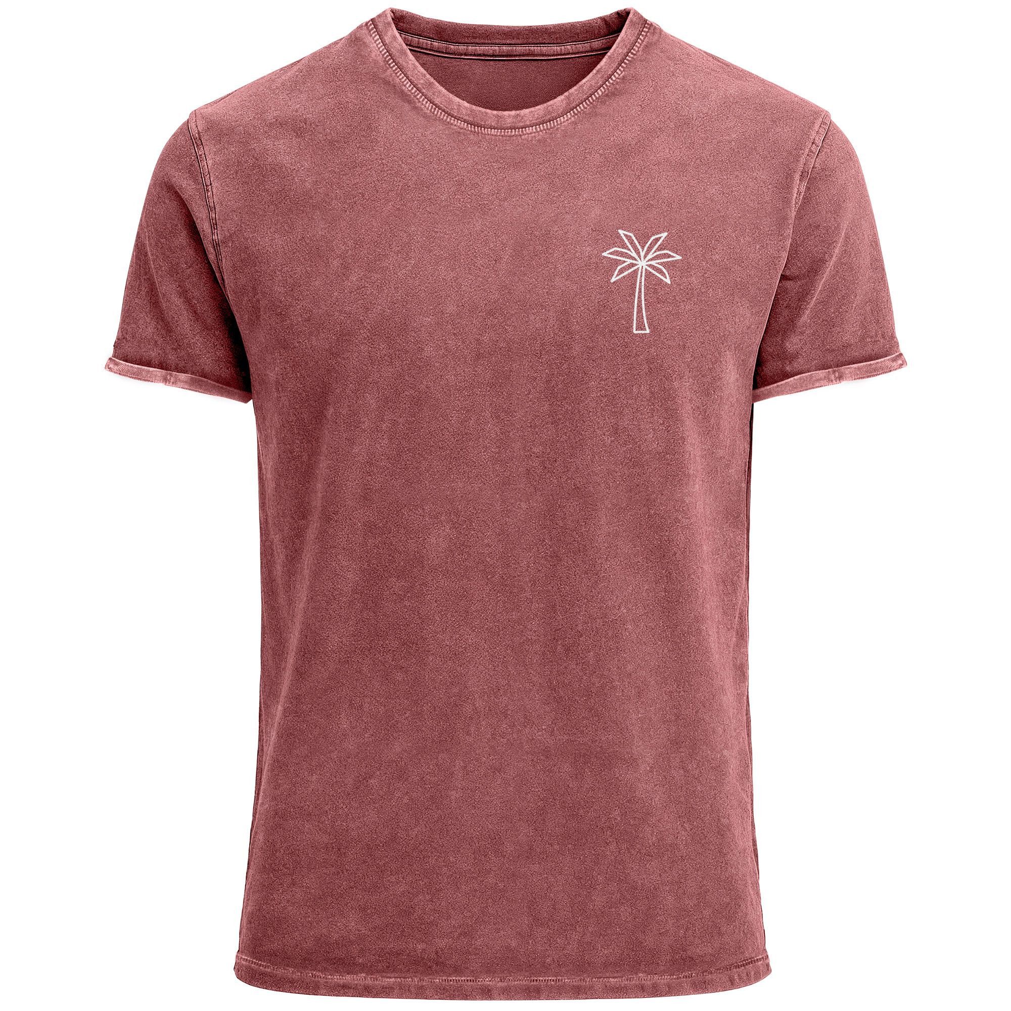 Neverless Print-Shirt Herren T-Shirt mit Palmen Logo – Vintage Waschoptik K günstig online kaufen
