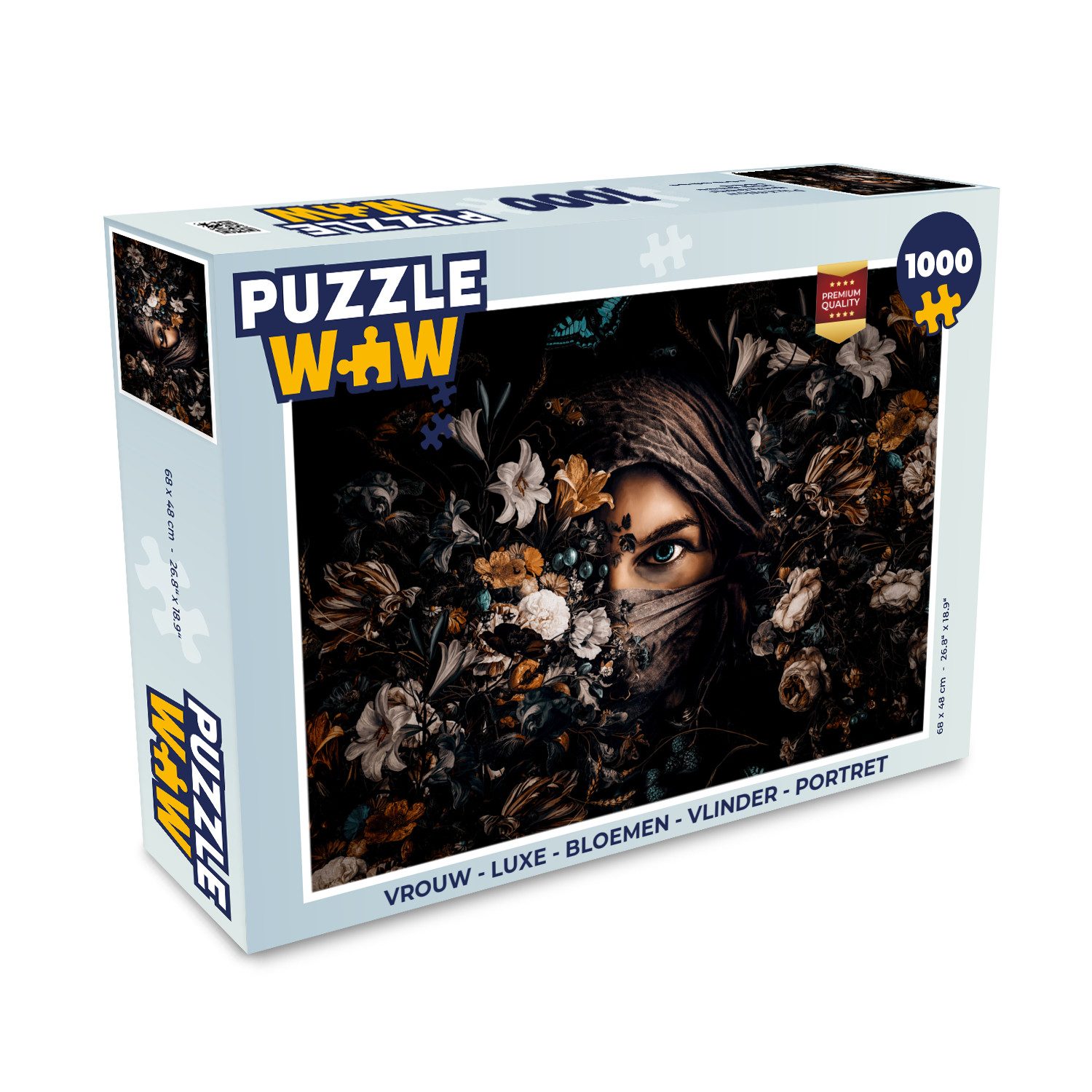 Puzzle Frau - Luxus - Blumen - Schmetterling - Porträt