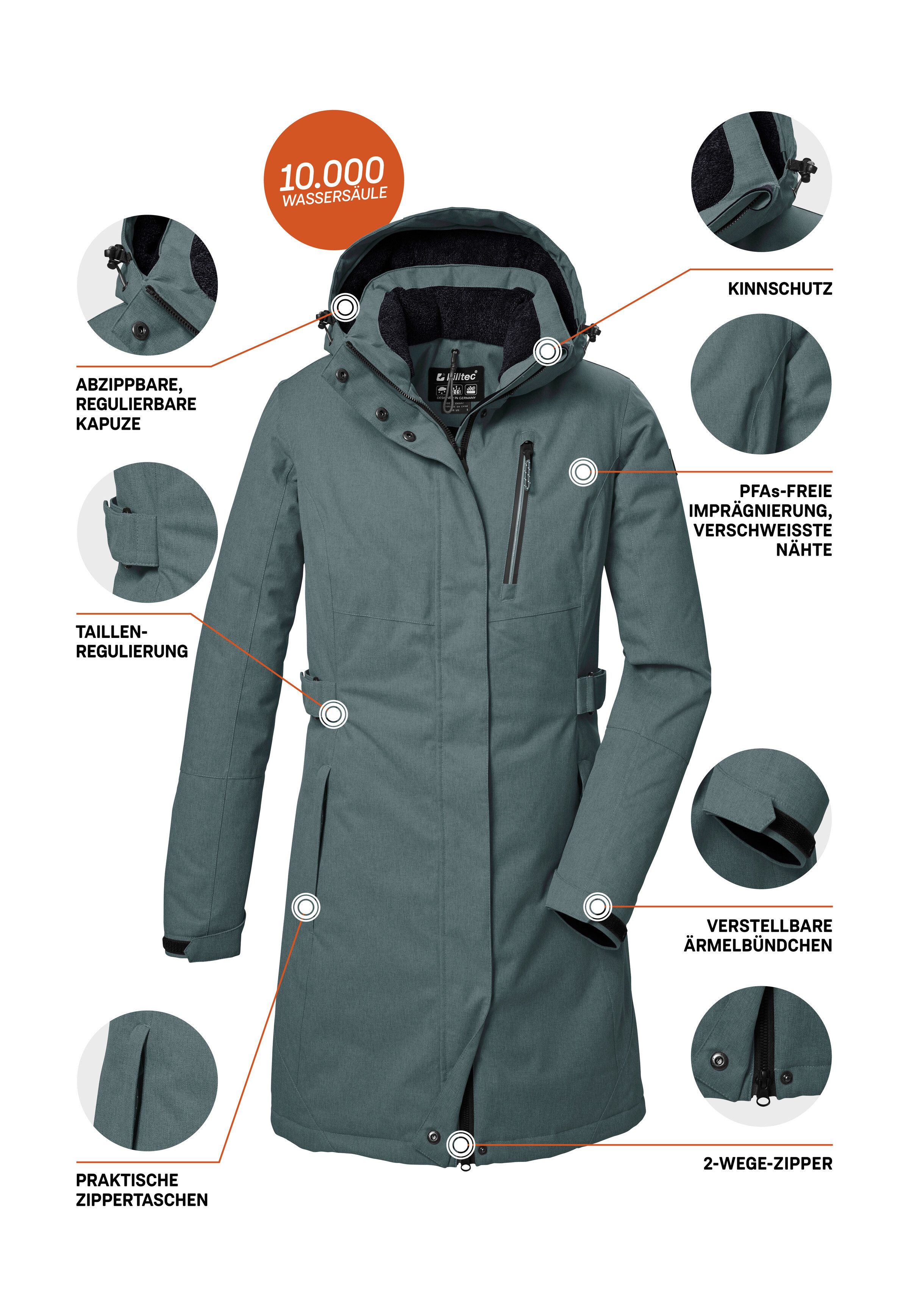 Killtec Parka KOW 303 WMN PRK Wasserdichter, atmungsaktiver Damenparka mit abnehmbarer Kapuze