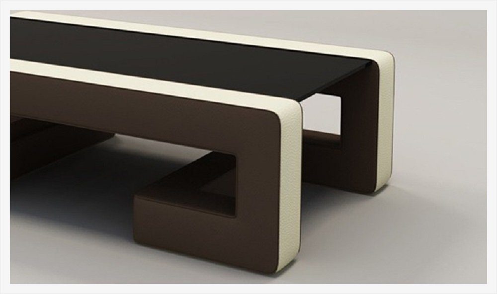 Glas Wonzimmer JVmoebel Sofa Couchtisch Sofatisch Leder Tisch Beistell Design Tische Couch